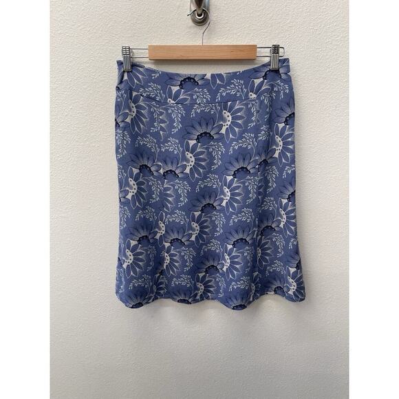 Vtg Ann Taylor Loft Silk Skirt Womens Size 4 Blue White Floral Flowy Y2K Fairy - Picture 2 of 6